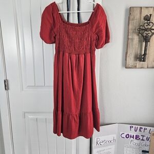 Red Linen Maternity Dress